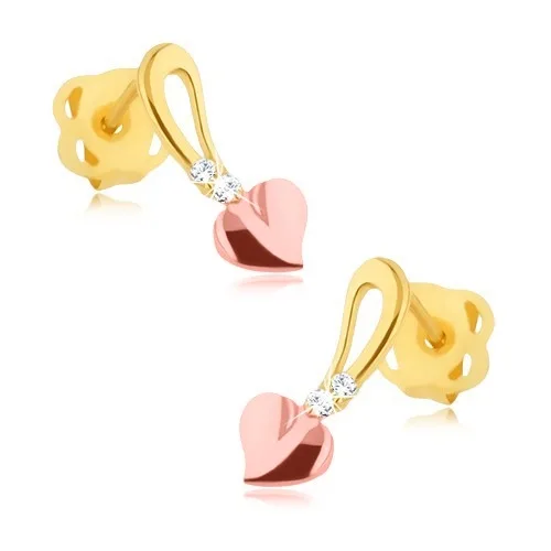 Briliáns fülbevaló - 14K sárga és rózsaszín arany