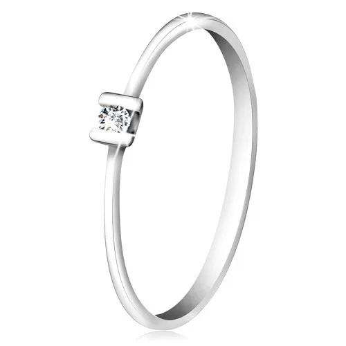 Briliáns gyűrű 585 fehéraranyból - fényes átlátszó gyémánt karmos foglalatban - Nagyság: 65 ékszer webáruház