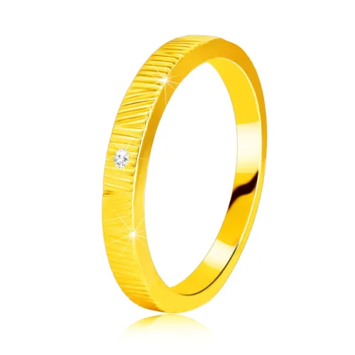 Gyémánt gyűrű 14K sárga aranyból - finom rovátkák