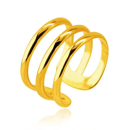Hamis fülpiercing 585 aranyból – három fényes karikából álló gyűrű ékszer webáruház