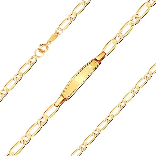 Karkötő 375 sárga arany táblával - ovális és hosszúkás láncszemek