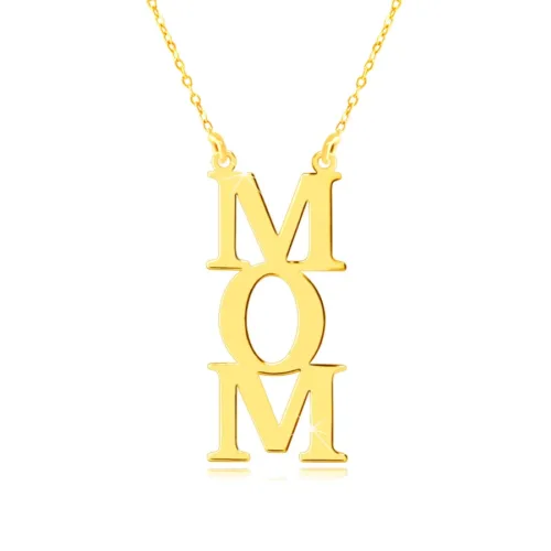 Nyaklánc sárga 14K aranyból - "MOM" felirat függőlegesen