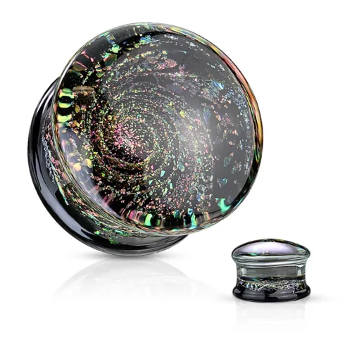 Plug üvegből – fekete alsó rész többszínű csillámmal