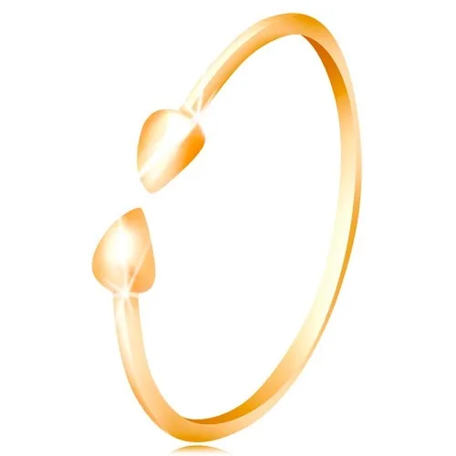Sárga 14K arany gyűrű - fényes szárak apró csepp formájú végekkel - Nagyság: 65 ékszer webáruház