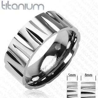 Titánium gyűrű - puskagolyó alakú bevágások - Nagyság: 70 ékszer webáruház