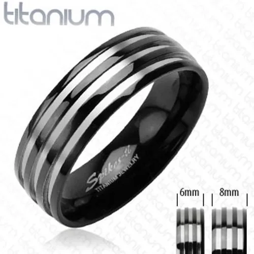 Titánium karikagyűrű - három ezüst sáv - Nagyság: 67 ékszer webáruház