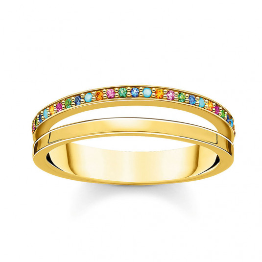 THOMAS SABO gyűrű Ring double colored stones gold gyűrű TR2316-488-7 - Elegáns ékszer webáruház Budapest