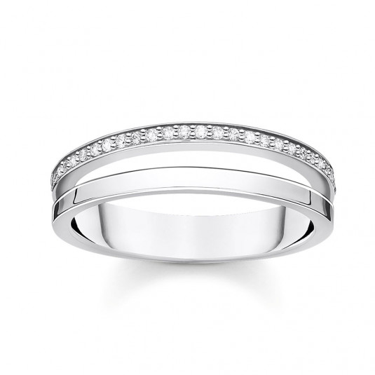 THOMAS SABO gyűrű Ring double white stones silver gyűrű TR2316-051-14 - Elegáns ékszer webáruház Budapest