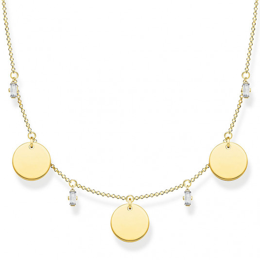 THOMAS SABO nyaklánc Three discs and stones gold nyaklánc KE1960-414-39 - Elegáns ékszer webáruház Budapest