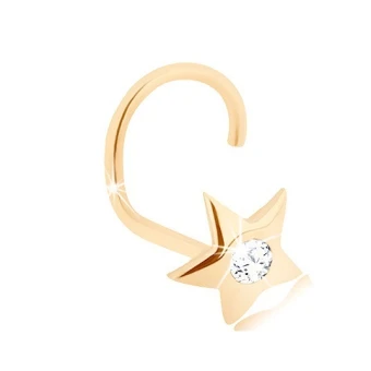 Ékszer webáruház elegáns ékszerek  - 14K arany orr piercing - fényes csillag gyémánttal