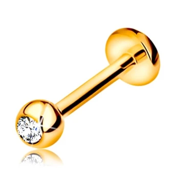 Ékszer webáruház elegáns ékszerek  - 14K arany piercing ajakba és állba - labret golyóval cirkóniával és körrel
