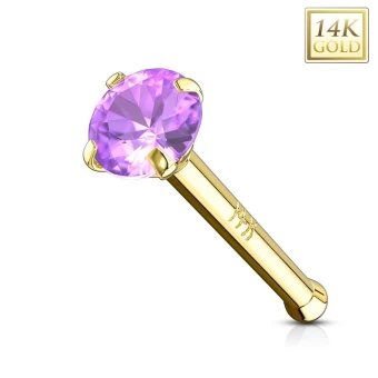 Ékszer webáruház elegáns ékszerek  - 14K sárga arany orr piercing - egyenes szár