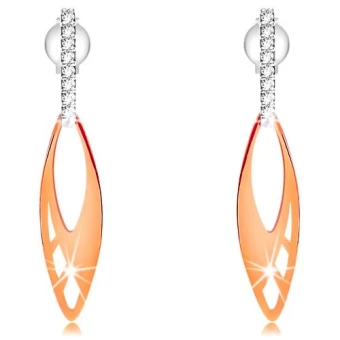 Ékszer webáruház elegáns ékszerek  - 585 arany fülbevaló - lapos szem kivágásokkal