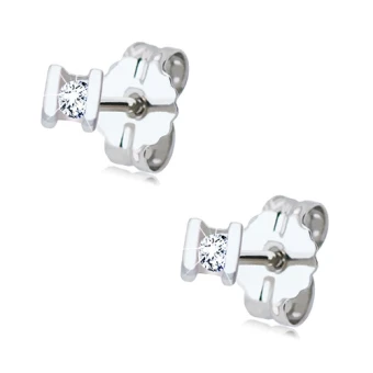 Ékszer webáruház elegáns ékszerek  - 585 fehér arany fülbevaló - átlátszó gyémánt két sáv között