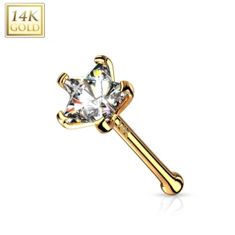 Ékszer webáruház elegáns ékszerek  - 585 sárga arany orr piercing - egyenes szár