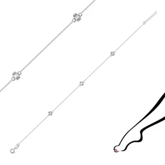 Ékszer webáruház elegáns ékszerek  - 925 ezüst bokalánc - gömbökkel szegélyezett