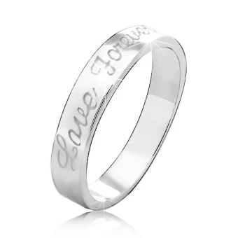 Ékszer webáruház elegáns ékszerek  - 925 ezüst gyűrű bevésett szöveggel Love Forever - Nagyság: 66