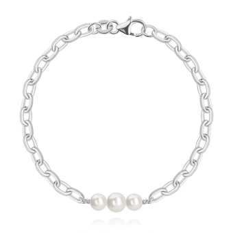 Ékszer webáruház elegáns ékszerek  - 925 ezüst karkötő - fehér szintetikus Swarovski gyöngy