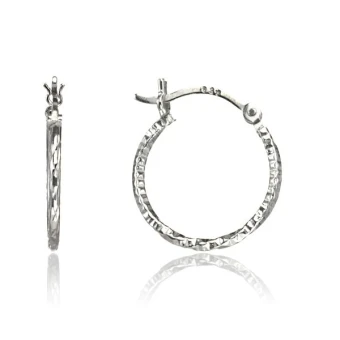 Ékszer webáruház elegáns ékszerek  - 925 Silver hoops - twisted angular line