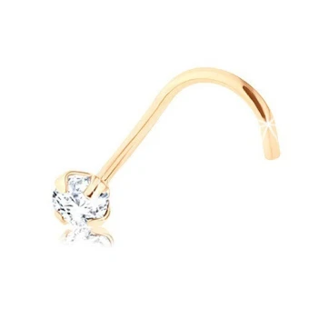 Ékszer webáruház elegáns ékszerek  - 9K sárga arany hajlított orr piercing