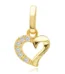 Ékszer webáruház elegáns ékszerek  - 9K sárga arany medál - aszimmetrikus szív átlátszó cirkóniákkal