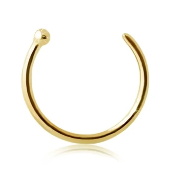 Ékszer webáruház elegáns ékszerek  - 9K sárga arany orr piercing - fényes karika golyóval a végén - Vastagság x átmérő: 1 mm x 8 mm