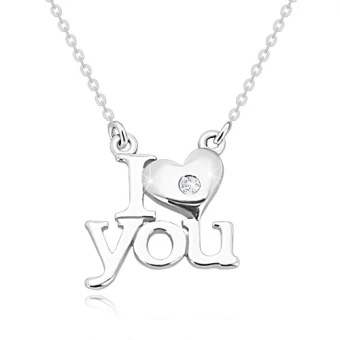 Ékszer webáruház elegáns ékszerek  - Briliáns 925 ezüst nyaklánc - "I love you"