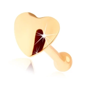 Ékszer webáruház elegáns ékszerek  - Egyenes 14K sárga arany orr piercing - domború szív