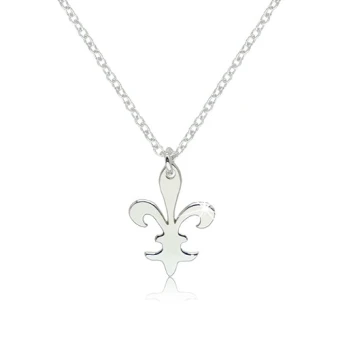 Ékszer webáruház elegáns ékszerek  - Fényes 925 ezüst nyaklánc - díszesen kivágott "Fleur de Lis" szimbólum