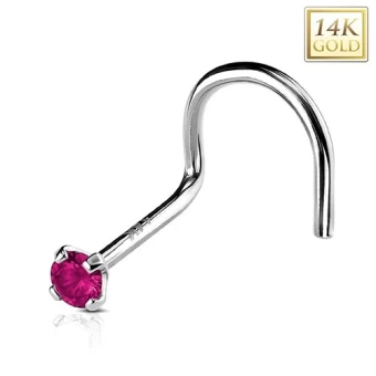 Ékszer webáruház elegáns ékszerek  - Hajlított 14K fehér arany orr piercing