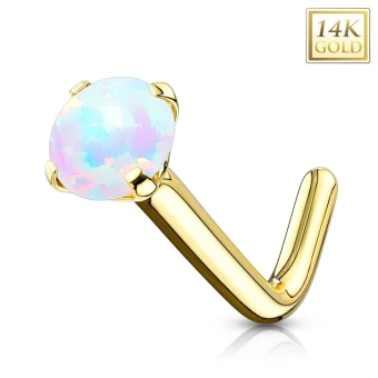 Ékszer webáruház elegáns ékszerek  - Hajlított 14K sárga arany orr piercing