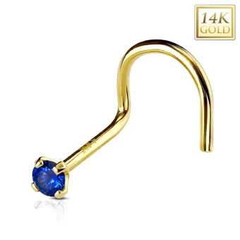 Ékszer webáruház elegáns ékszerek  - Hajlított 585 sárga arany orr piercing