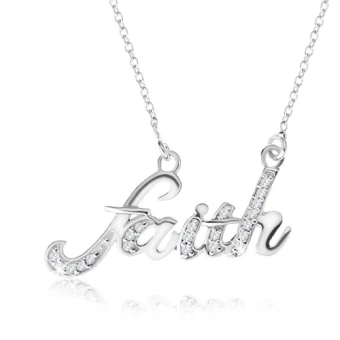 Ékszer webáruház elegáns ékszerek  - Nyakék 925 ezüstből medállal - díszes "faith" hit felirat