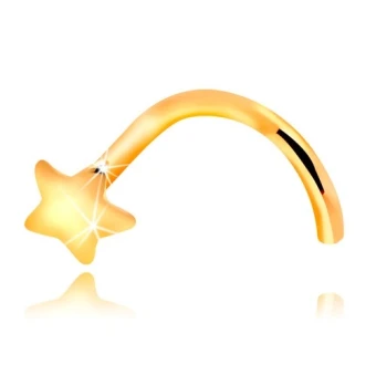 Ékszer webáruház elegáns ékszerek  - Orrpiercing sárga 14K aranyból - hajlított