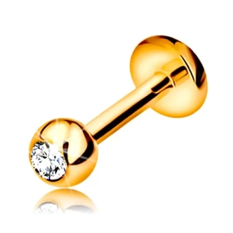 Ékszer webáruház elegáns ékszerek  - Piercing sárga 14K aranyból - ajakba