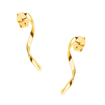 Ékszer webáruház elegáns ékszerek  - Sárga 14K arany fülbevaló - fényes hullámos vonal