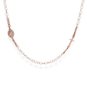 AMEN ezüst nyaklánc Rosary pearls and Miracolosa pavè nyaklánc CRORBZ-M3 - Elegáns ékszer webáruház Budapest
