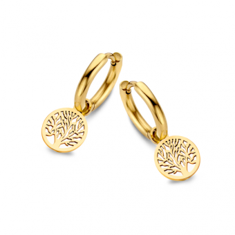 CO88 acél fülbevaló karikák életfával fülbevaló C88CE-70162 - Elegáns ékszer webáruház Budapest