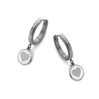 CO88 acél karika fülbevaló medállal fülbevaló C88CE-70096 - Elegáns ékszer webáruház Budapest