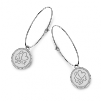 CO88 női acél fülbevaló medállal I love you fülbevaló C88CE-70039 - Elegáns ékszer webáruház Budapest
