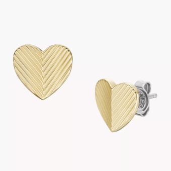 FOSSIL fülbevaló Harlow Linear Texture Heart Gold-Tone fülbevaló FOJF04654710 - Elegáns ékszer webáruház Budapest