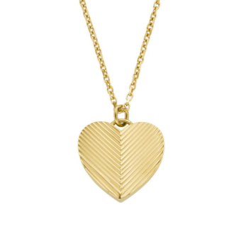 FOSSIL nyaklánc Harlow Linear Texture Heart Gold-Tone nyaklánc FOJF04652710 - Elegáns ékszer webáruház Budapest