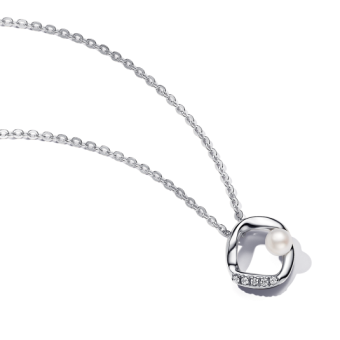 PANDORA ESSENCE nyaklánc gyönggyel és cirkóniákkal nyaklánc 393303C01 - Elegáns ékszer webáruház Budapest