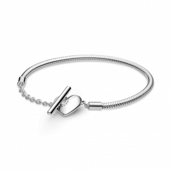 PANDORA Moments Szíves T-kapcsos kígyólánc karkötő karkötő 599285C00 - Elegáns ékszer webáruház Budapest