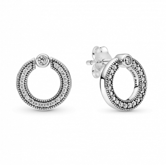 PANDORA Pavé logó és karika ezüst fülbevaló fülbevaló 299486C01 - Elegáns ékszer webáruház Budapest