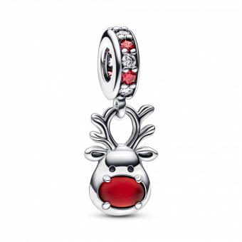 PANDORA Piros orrú rénszarvas muranói függő charm - Elegáns ékszer webáruház Budapest