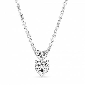 PANDORA Szikrázó dupla szív nyaklánc nyaklánc 391229C01-45 - Elegáns ékszer webáruház Budapest