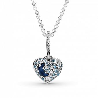 PANDORA Szikrázó kék hold és csillagok szív nyaklánc nyaklánc 399232C01-50 - Elegáns ékszer webáruház Budapest