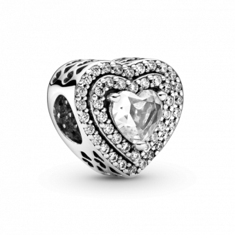 PANDORA Szikrázó lapos szívek charm - Elegáns ékszer webáruház Budapest