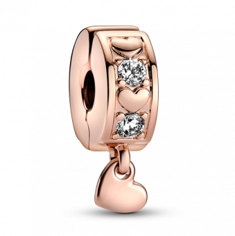 PANDORA Végtelen szívek szikrázó aranyozott függő klip charm - Elegáns ékszer webáruház Budapest